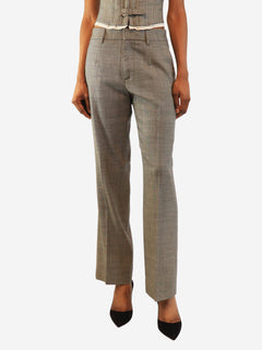 Grey wool straight-leg trousers - size UK 8 Trousers Alessandra Rich 