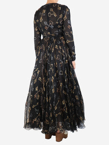 Dolce & Gabbana Black key print tulle gown - size UK 10