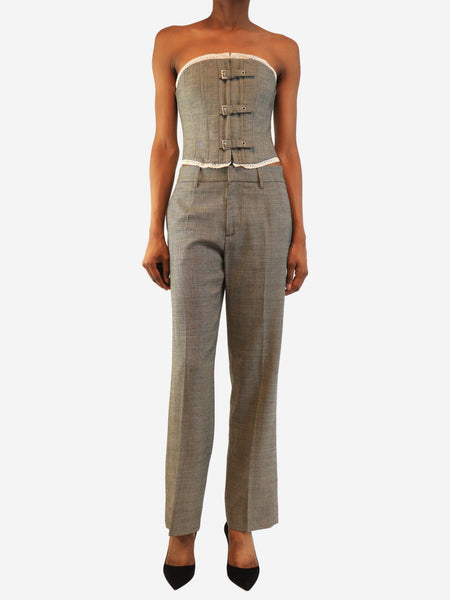 Grey wool straight-leg trousers - size UK 8 alternate image