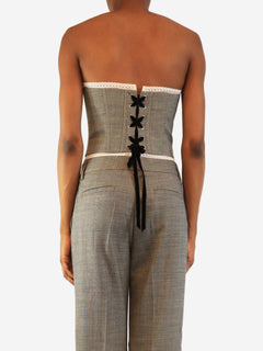 Grey bukled wool bustier - size UK 8 Tops Alessandra Rich 