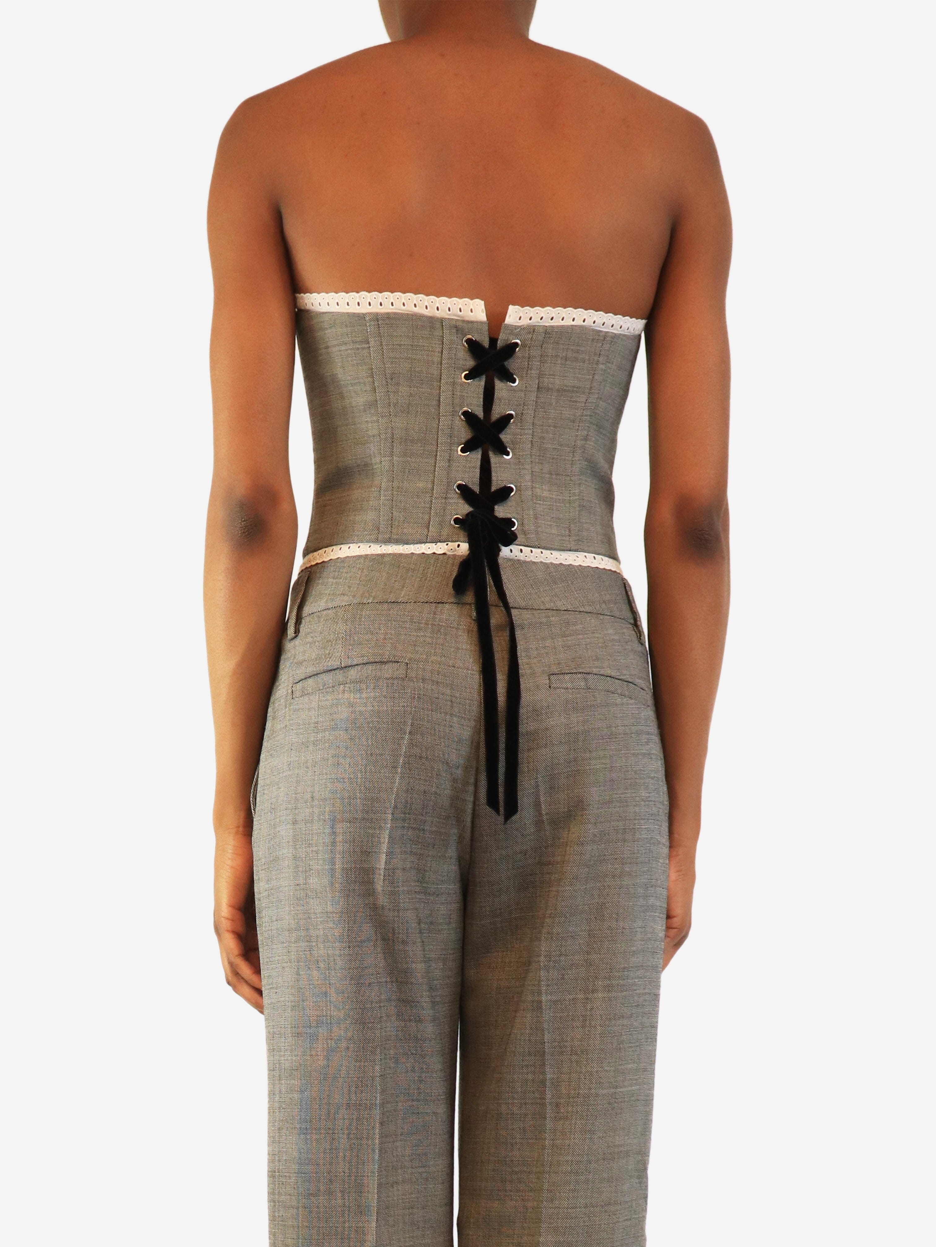 Grey bukled wool bustier - size UK 8 Tops Alessandra Rich 