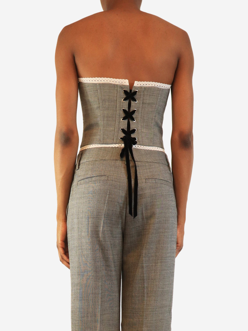 Grey bukled wool bustier - size UK 8 Tops Alessandra Rich 