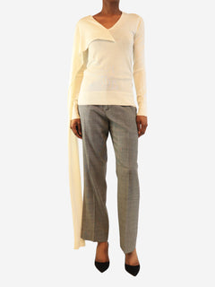 Cream draped-scarf knit top - size XS Knitwear Toteme 
