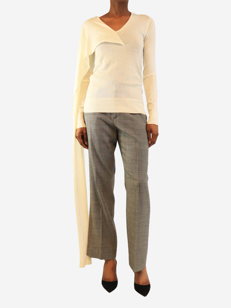 Cream draped-scarf knit top - size XS product image