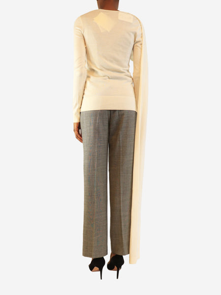 Cream draped-scarf knit top - size XS alternate image