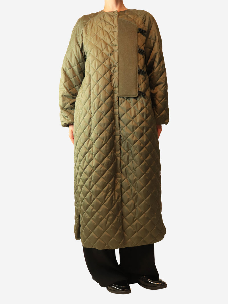 Khaki toggle-front Ripstop quilted coat - size UK 4