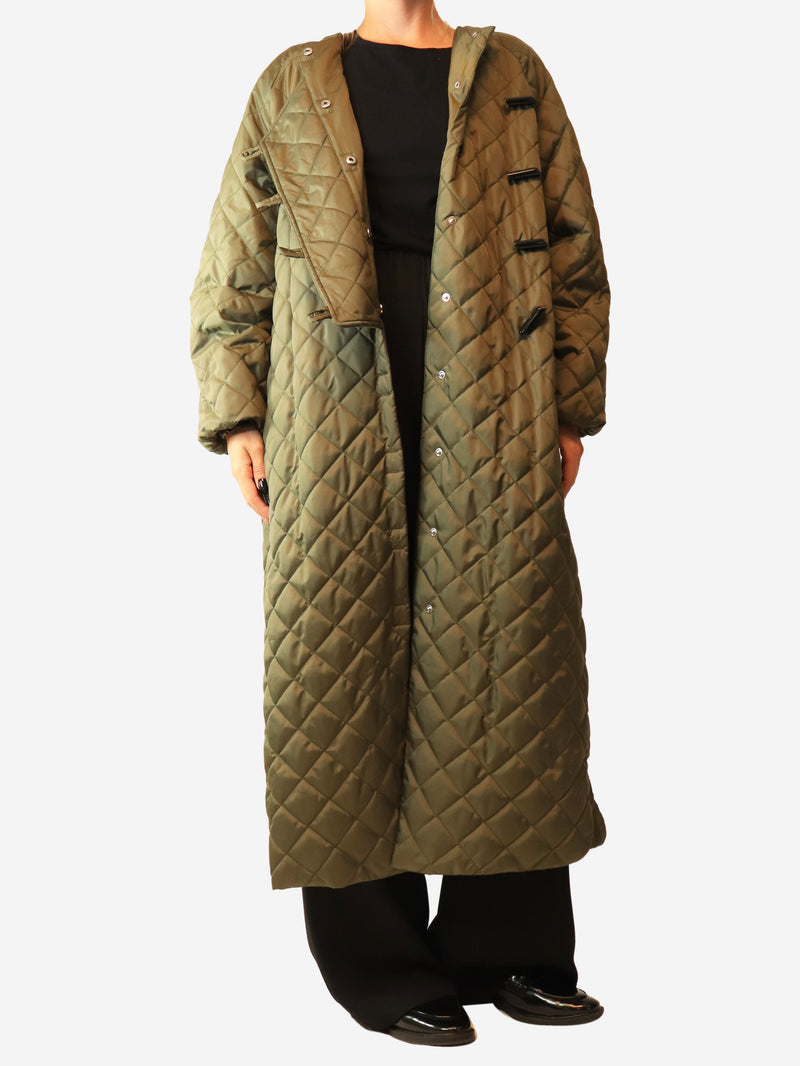 Khaki toggle-front Ripstop quilted coat - size UK 4