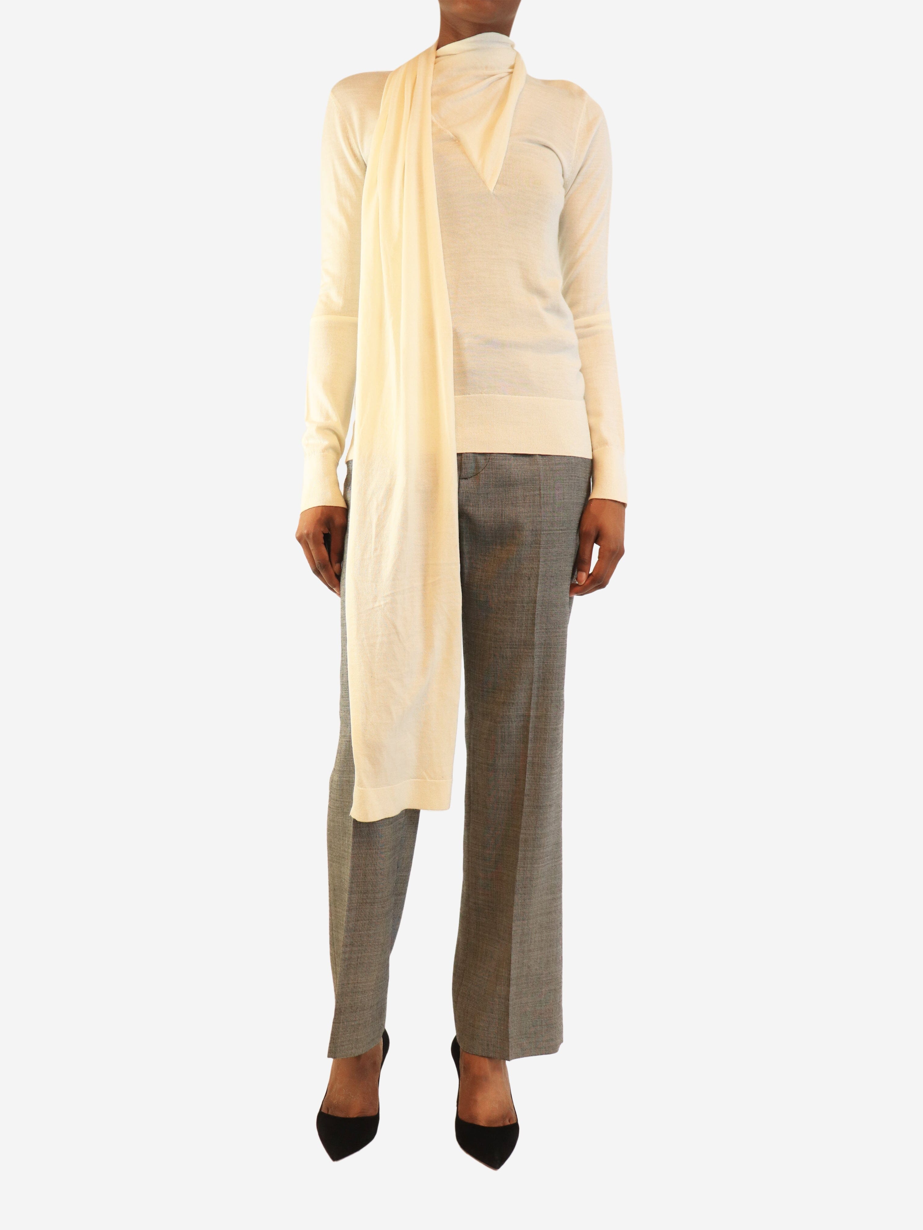 Cream draped-scarf knit top - size XS Knitwear Toteme 