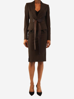 Brown two-piece jacket and skirt set - size UK 6 Sets Saint Laurent 
