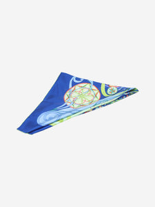 Hermes Blue patterned silk scarf