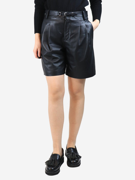 Black belted leather shorts - size UK 12 product image