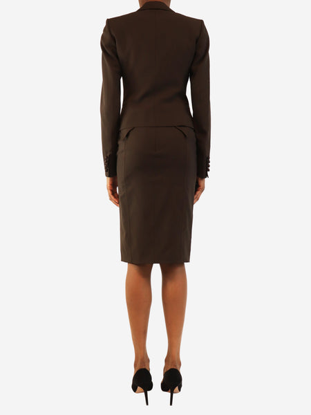 Brown two-piece jacket and skirt set - size UK 6 alternate image