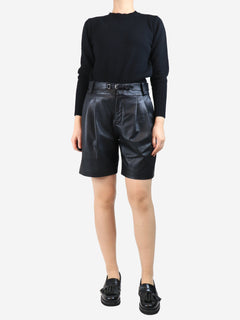 Black belted leather shorts - size UK 12 Shorts Red Valentino 