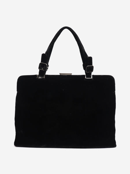 Vintage black velour top handle bag product image