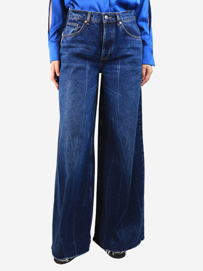 Blue wide-leg frayed jeans - size UK 10 Trousers Raey 