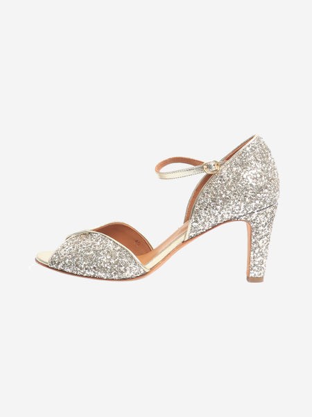 Silver sequin peep-toe heels - size EU 40 product image