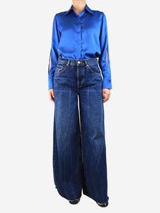 Raey Blue wide-leg frayed jeans - size UK 10