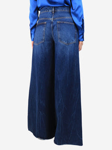 Raey Blue wide-leg frayed jeans - size UK 10