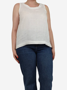 Eskandar White sleeveless linen top - size UK 12
