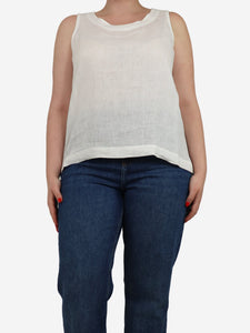 Eskandar White sleeveless linen top - size UK 12
