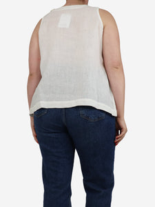 Eskandar White sleeveless linen top - size UK 12