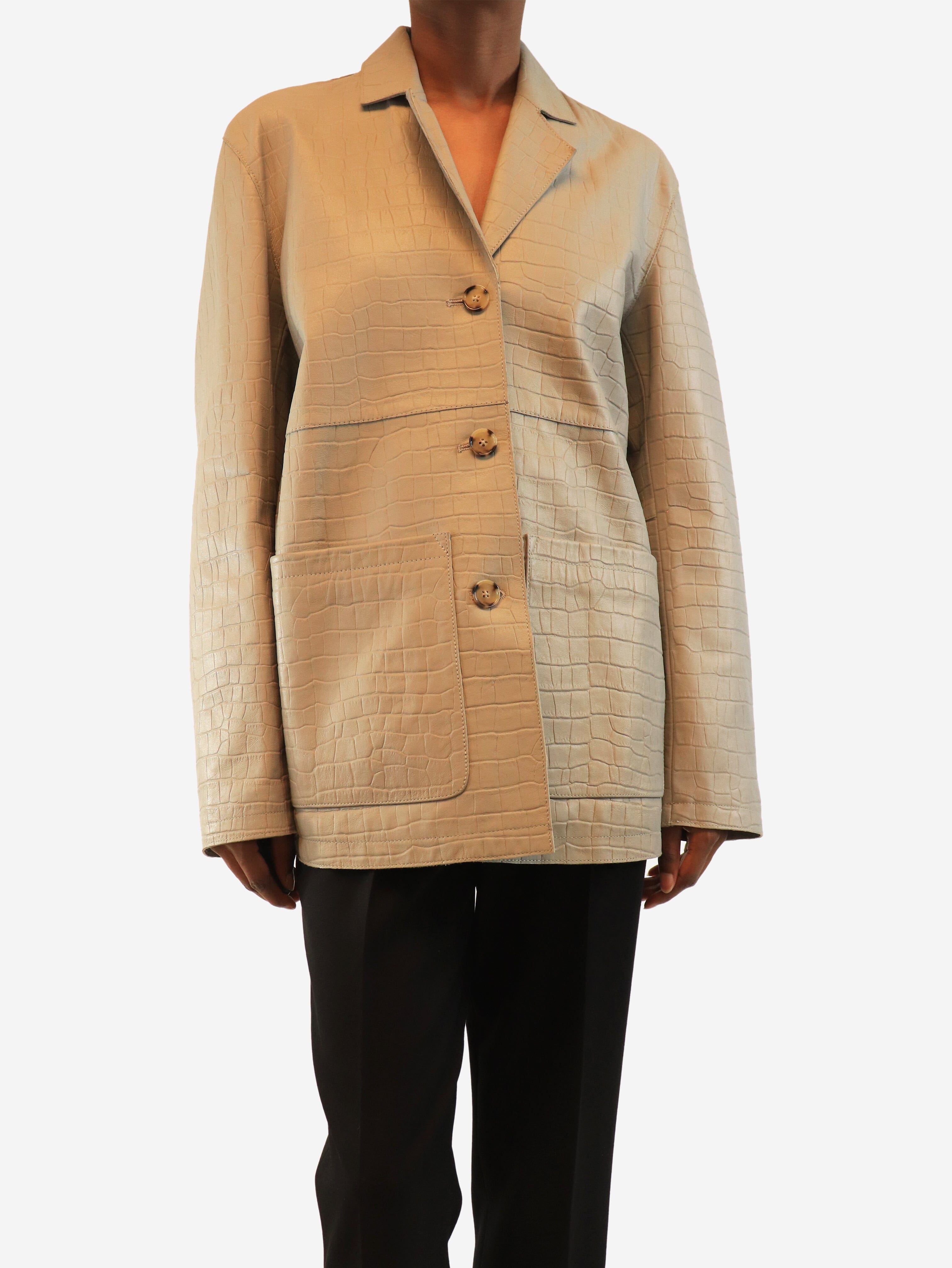 Grey croc embossed jacket - size UK 6 Coats & Jackets Toteme 