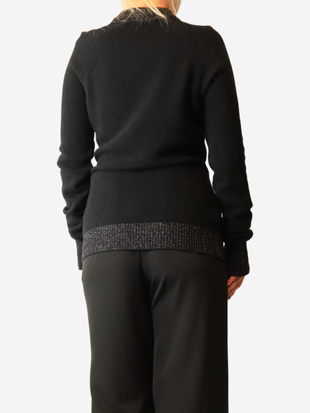 Black wool lurex jumper with gold buttons - size UK 10 alternate image