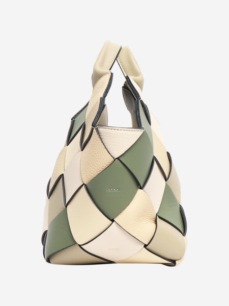 Green and beige Surplus leather woven basket bag alternate image