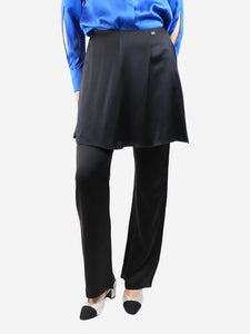 Chanel Black silk skirt over trousers - size UK 12