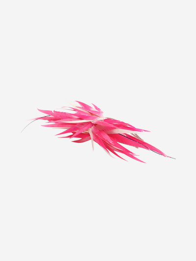 Pink feather fascinator Hats Vivien Sheriff 