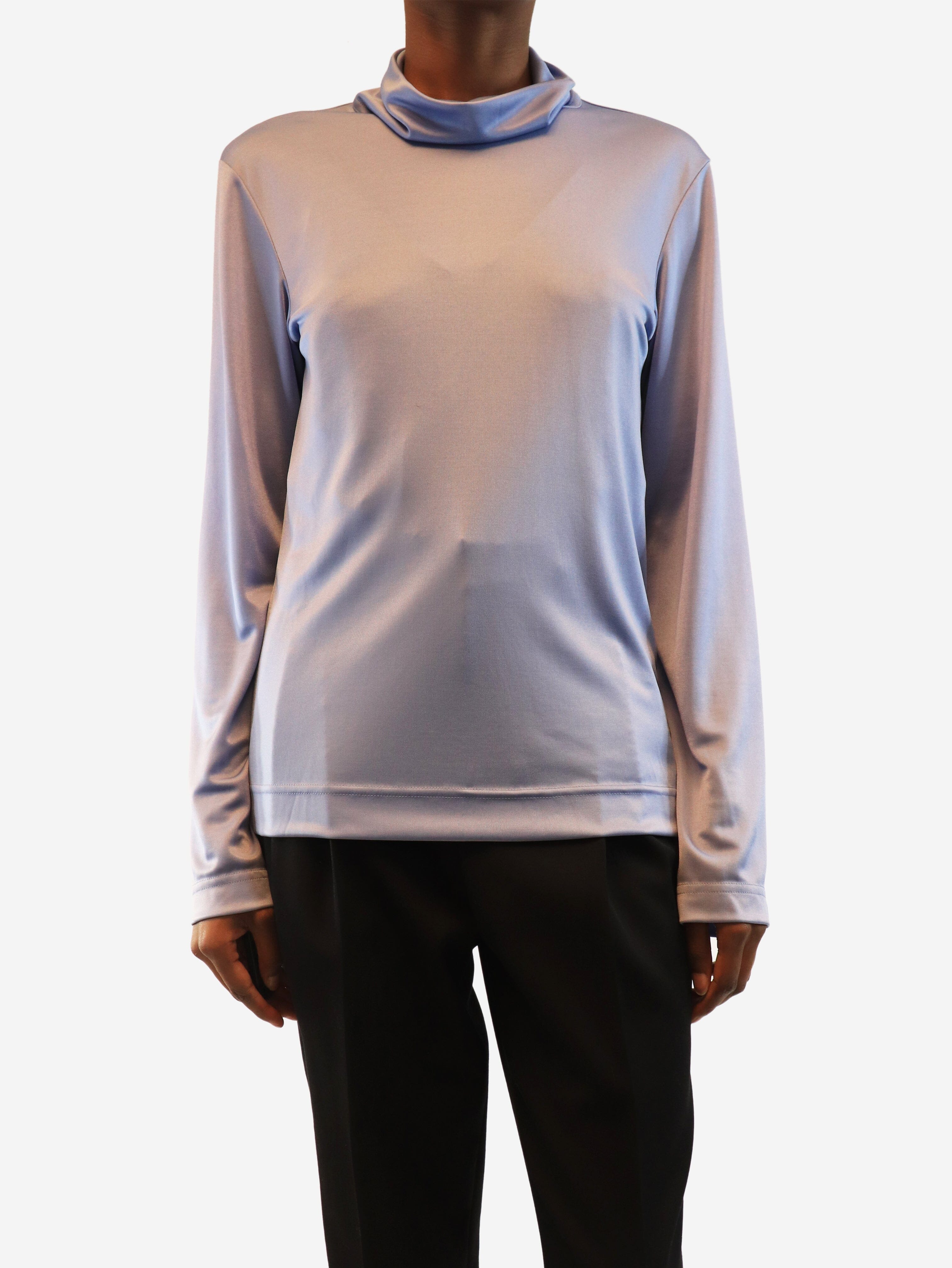 Cornflower blue satin high-neck top - size UK 6 Tops Celine 