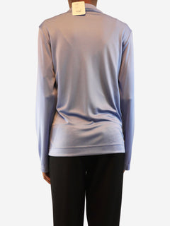 Cornflower blue satin high-neck top - size UK 6 Tops Celine 