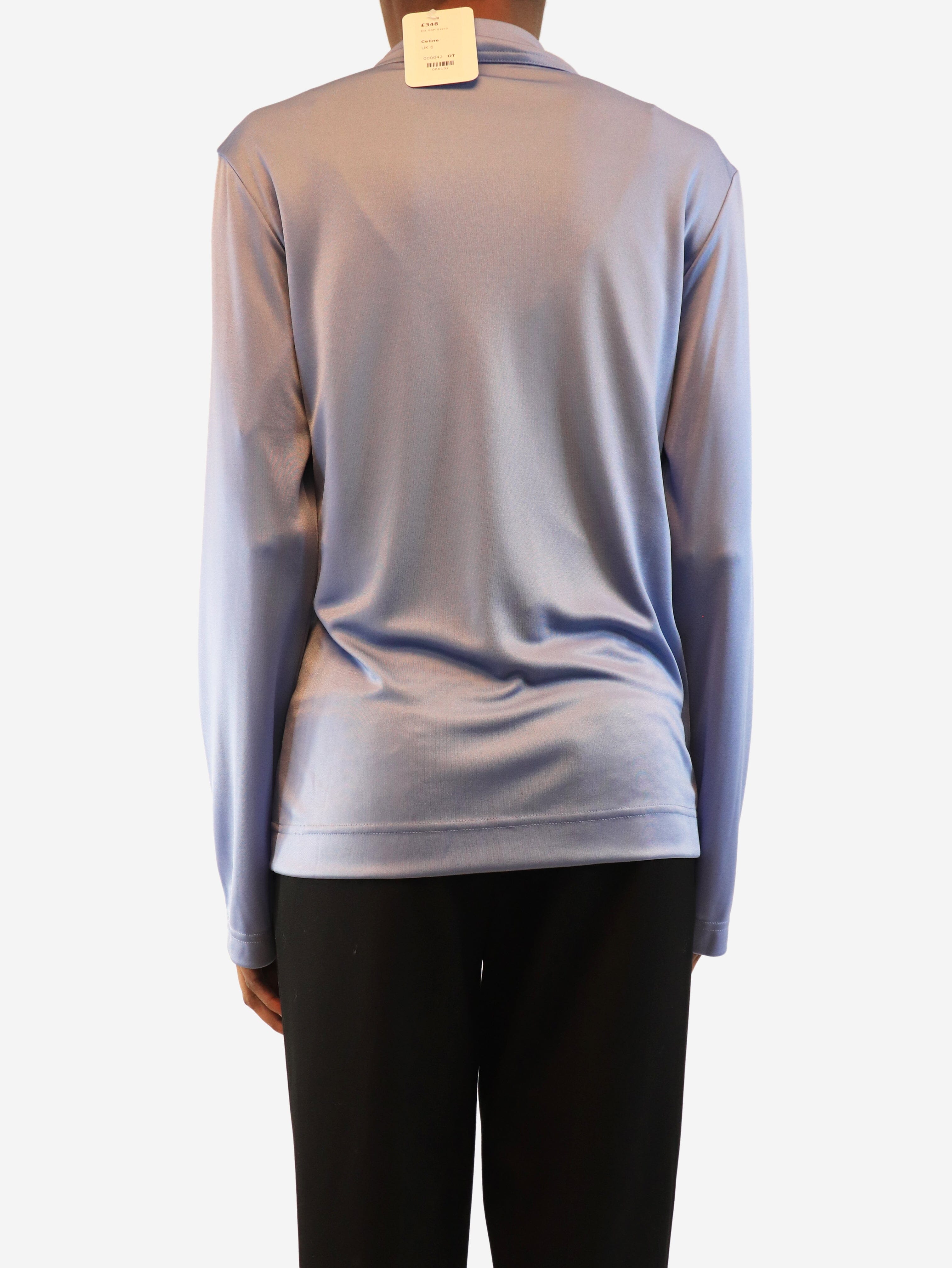 Cornflower blue satin high-neck top - size UK 6 Tops Celine 