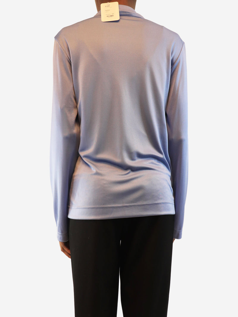 Cornflower blue satin high-neck top - size UK 6 Tops Celine 