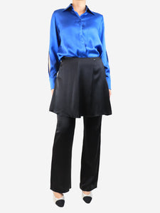 Chanel Black silk skirt over trousers - size UK 12