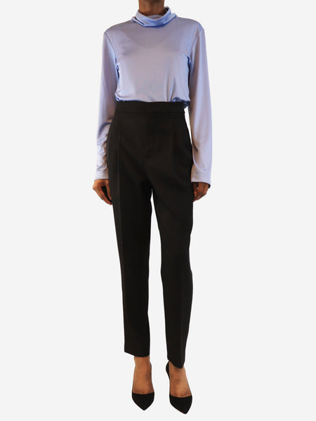 Cornflower blue satin high-neck top - size UK 6 alternate image