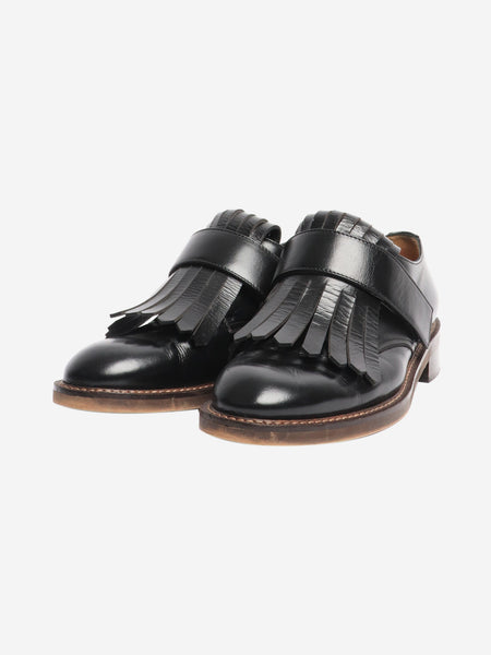 Black fringed leather loafers - size EU 40 alternate image