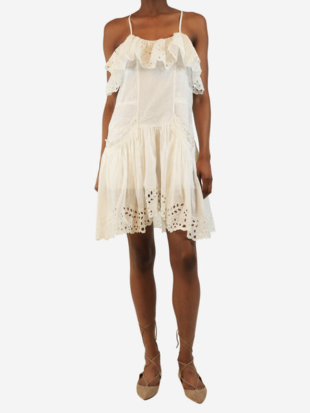 White broderie anglaise cotton-voile mini dress - size UK 8 product image