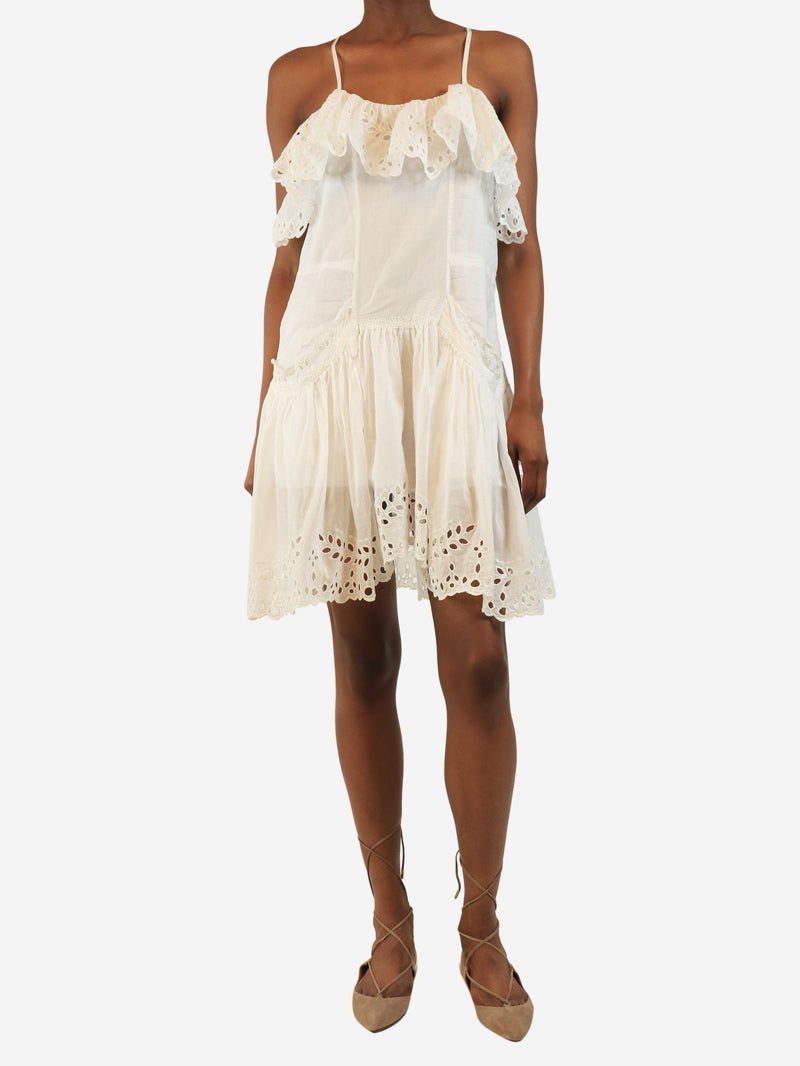 White broderie anglaise cotton-voile mini dress - size UK 8 Dresses Marant Etoile 
