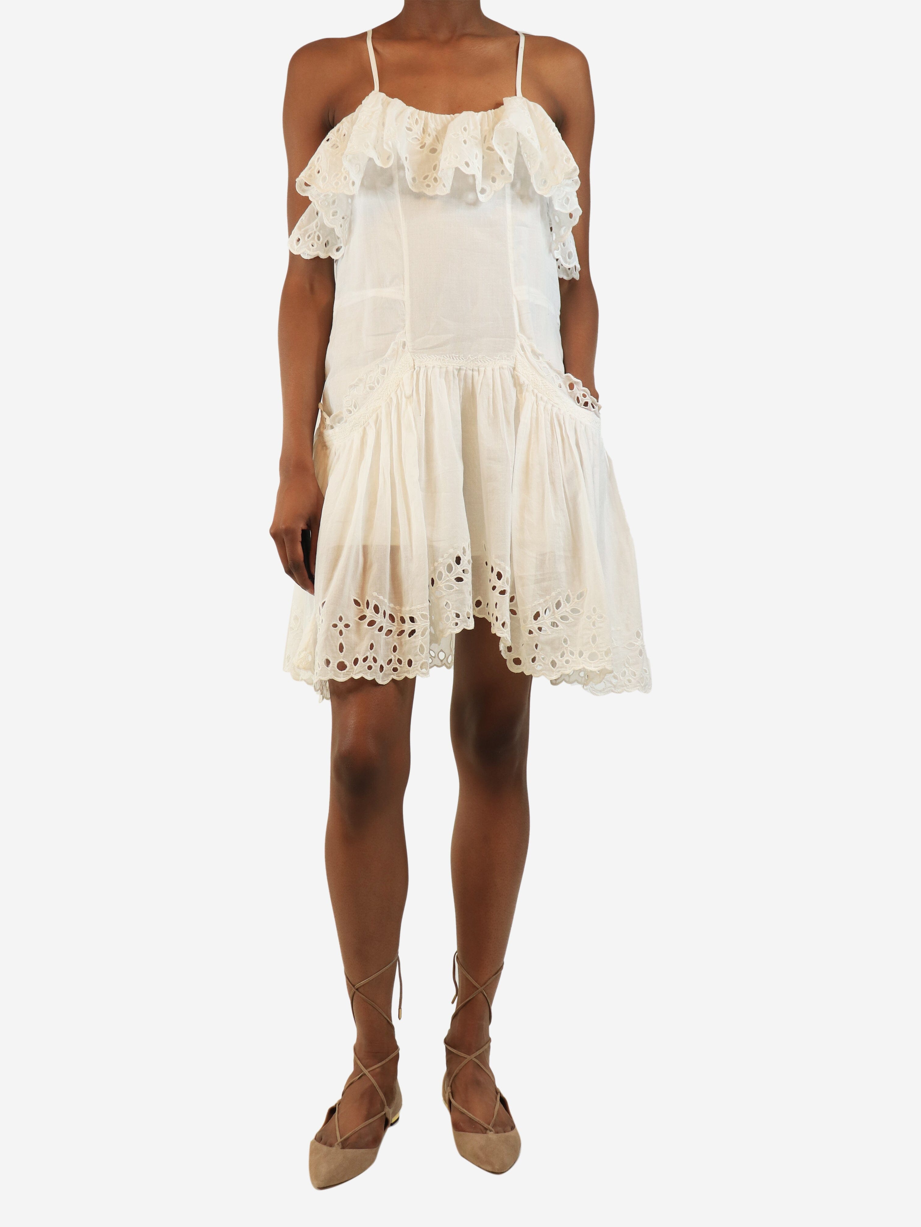 White broderie anglaise cotton-voile mini dress - size UK 8 Dresses Marant Etoile 