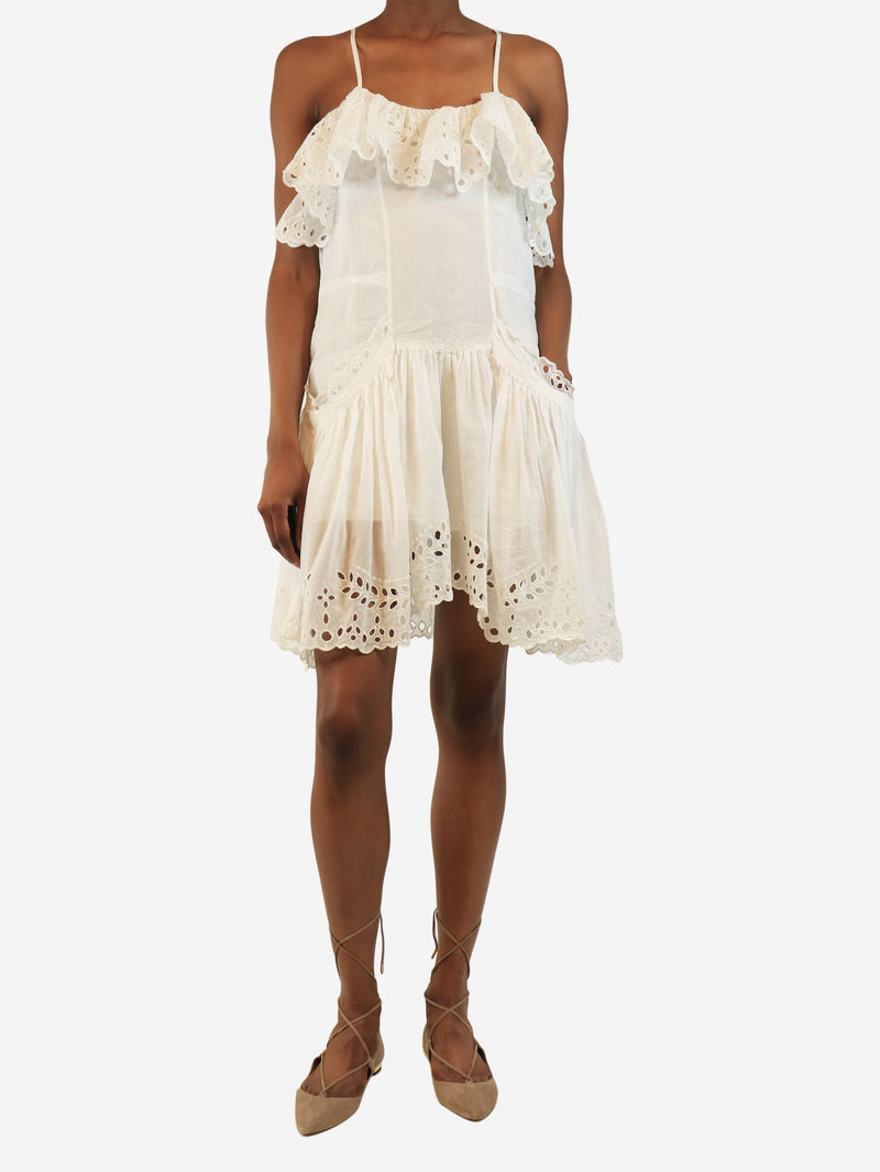 White broderie anglaise cotton-voile mini dress - size UK 8 Dresses Marant Etoile 