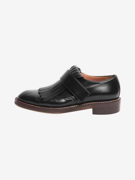 Black fringed leather loafers - size EU 40 product image