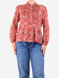 Isabel Marant Etoile Red and beige floral printed blouse - size UK 12