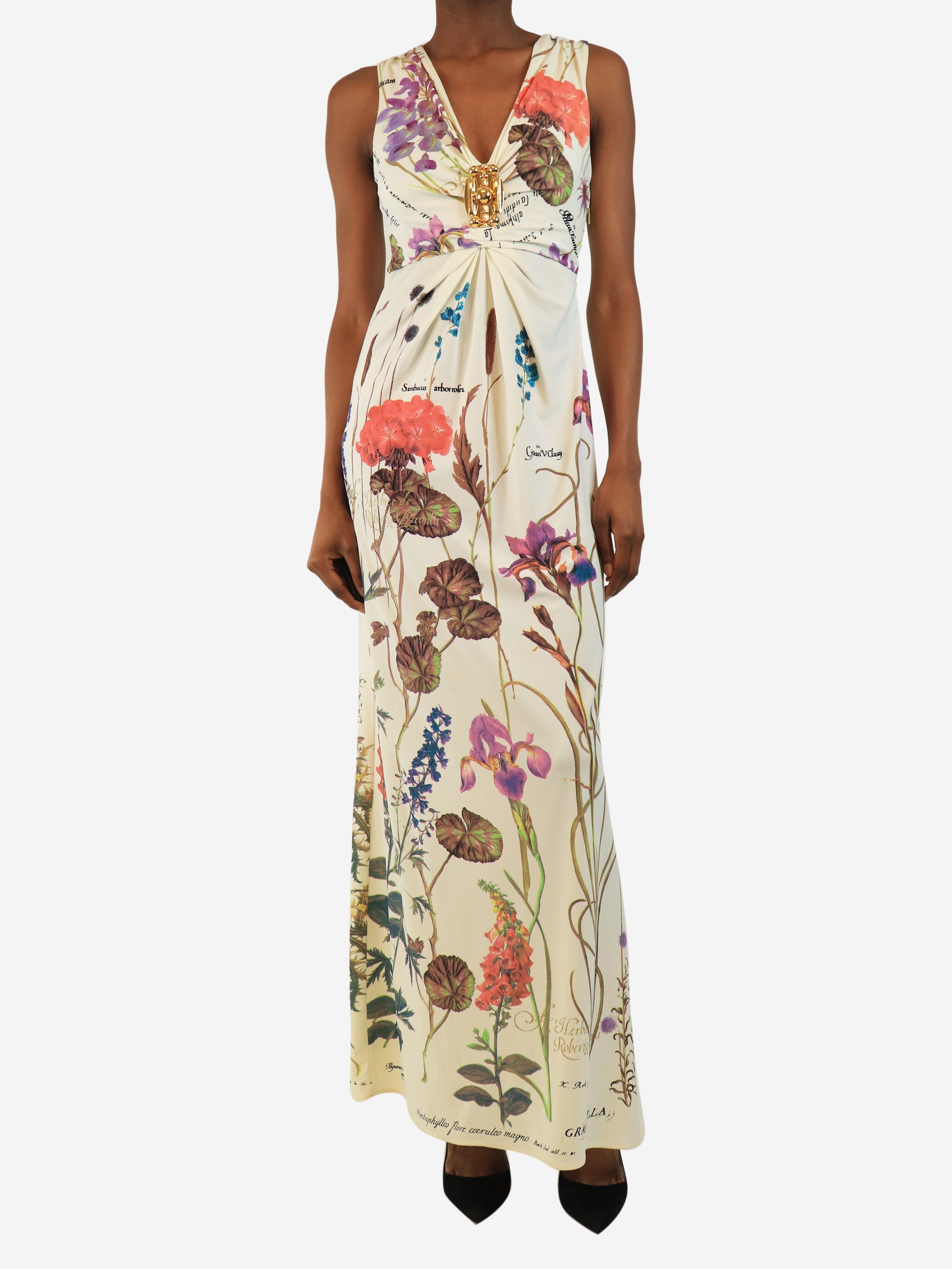 Off-white floral maxi dress - size UK 8 Dresses Roberto Cavalli 