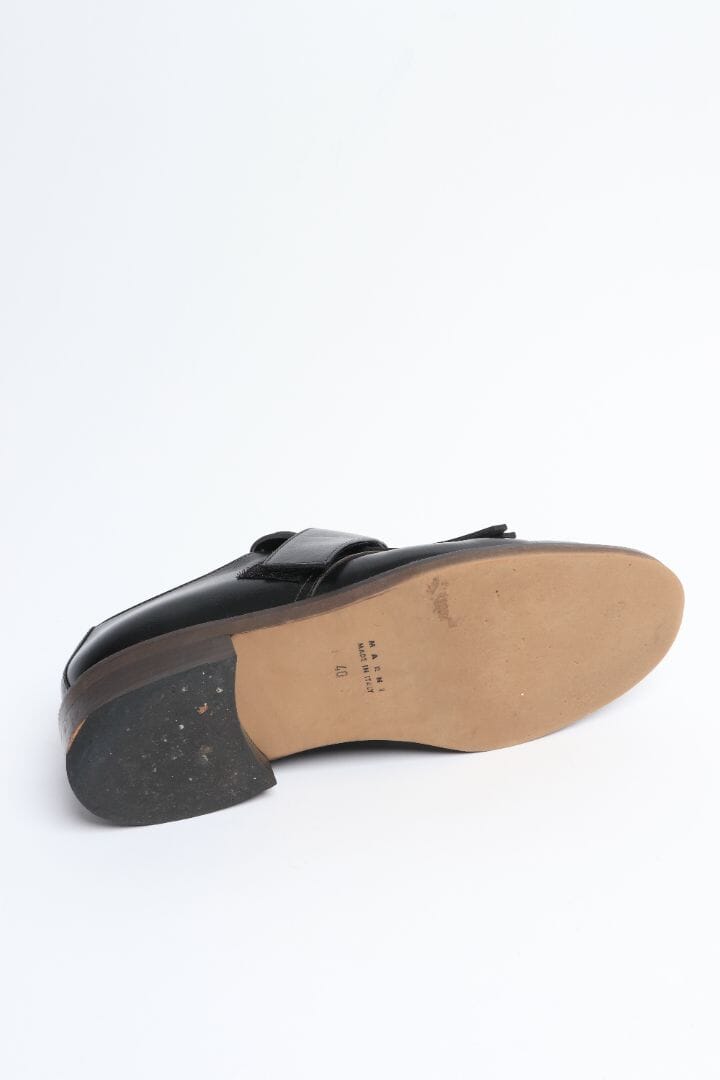 Black fringed leather loafers - size EU 40 Flat Shoes Marni 