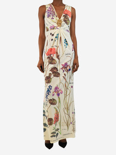 Off-white floral maxi dress - size UK 8 Dresses Roberto Cavalli 