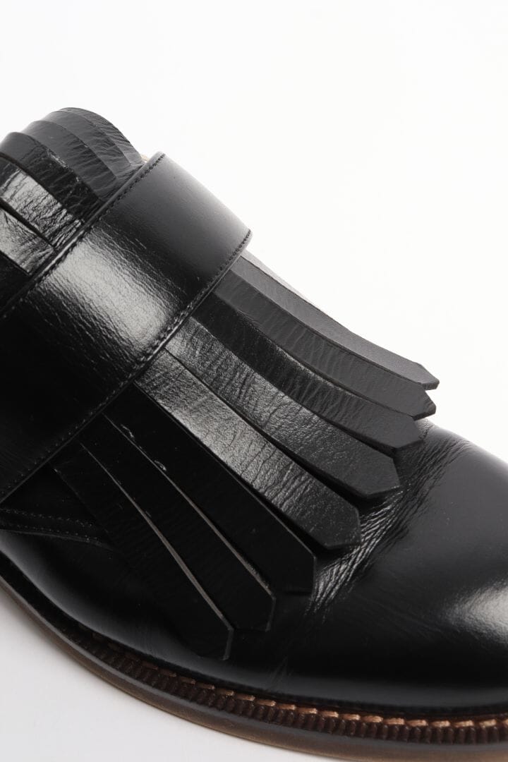 Black fringed leather loafers - size EU 40 Flat Shoes Marni 
