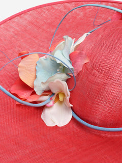 Pink woven hat with frangipani detail Hats Vivien Sheriff 