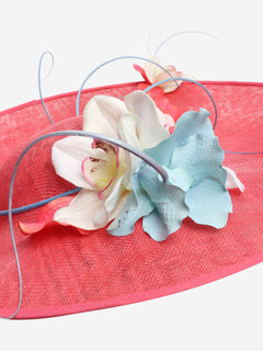 Pink woven hat with frangipani detail Hats Vivien Sheriff 