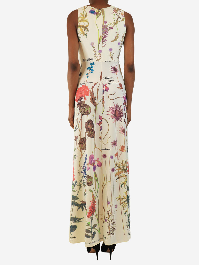 Off-white floral maxi dress - size UK 8 Dresses Roberto Cavalli 